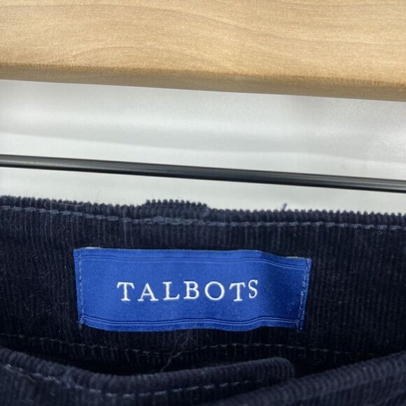 Talbots Pants Size 14 Womens Navy Corduroy Stretch High Waist Straight Leg Cords - Picture 3 of 8